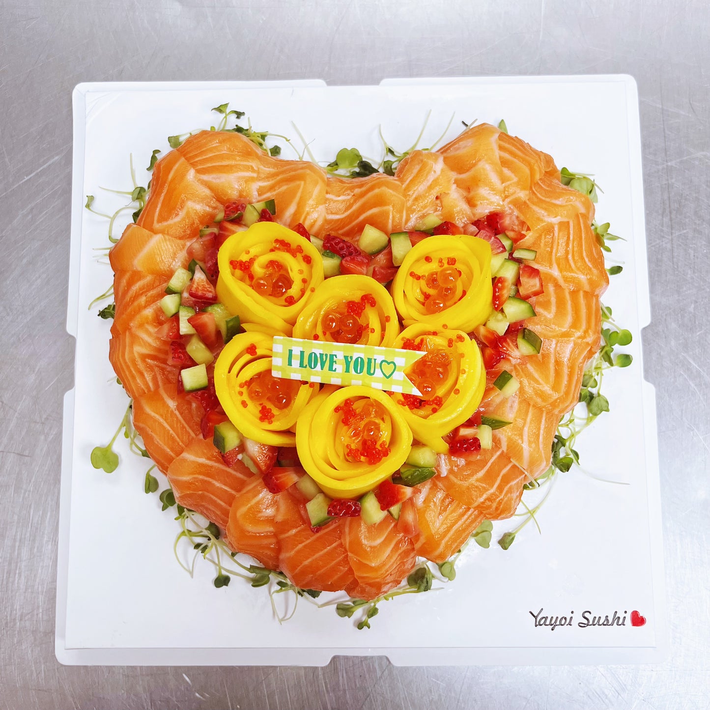 Heart Shaped Salmon Sashimi Cake - Yayoi Sushi