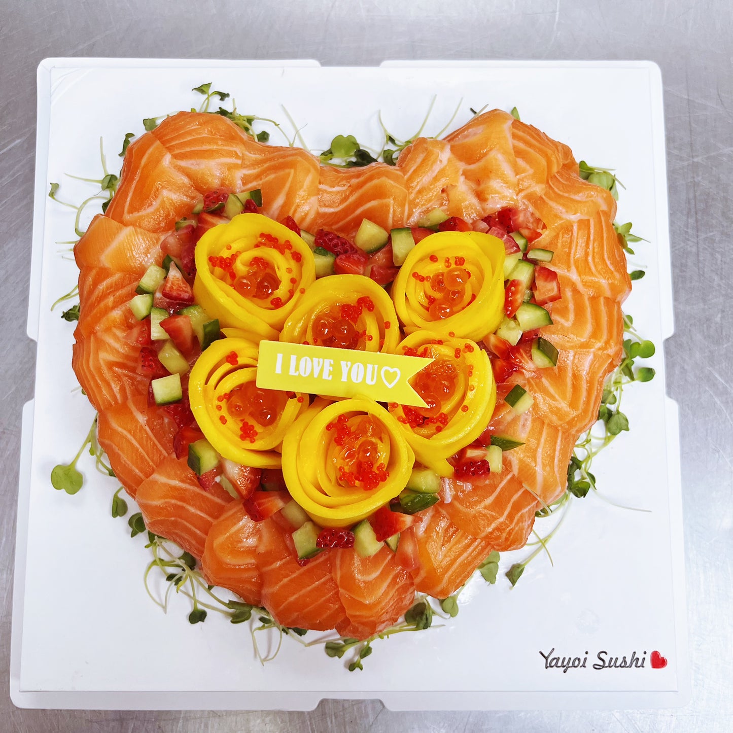 8'' Heart shaped Salmon sashimi cake - Yayoi Sushi