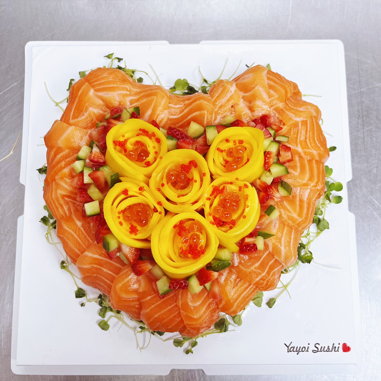 8'' Heart shaped Salmon sashimi cake - Yayoi Sushi