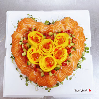 Heart Shaped Salmon Sashimi Cake - Yayoi Sushi