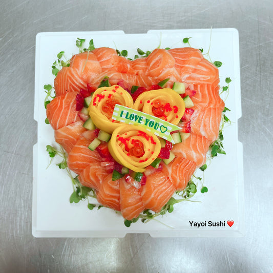 Heart Shaped Salmon Sashimi Cake - Yayoi Sushi