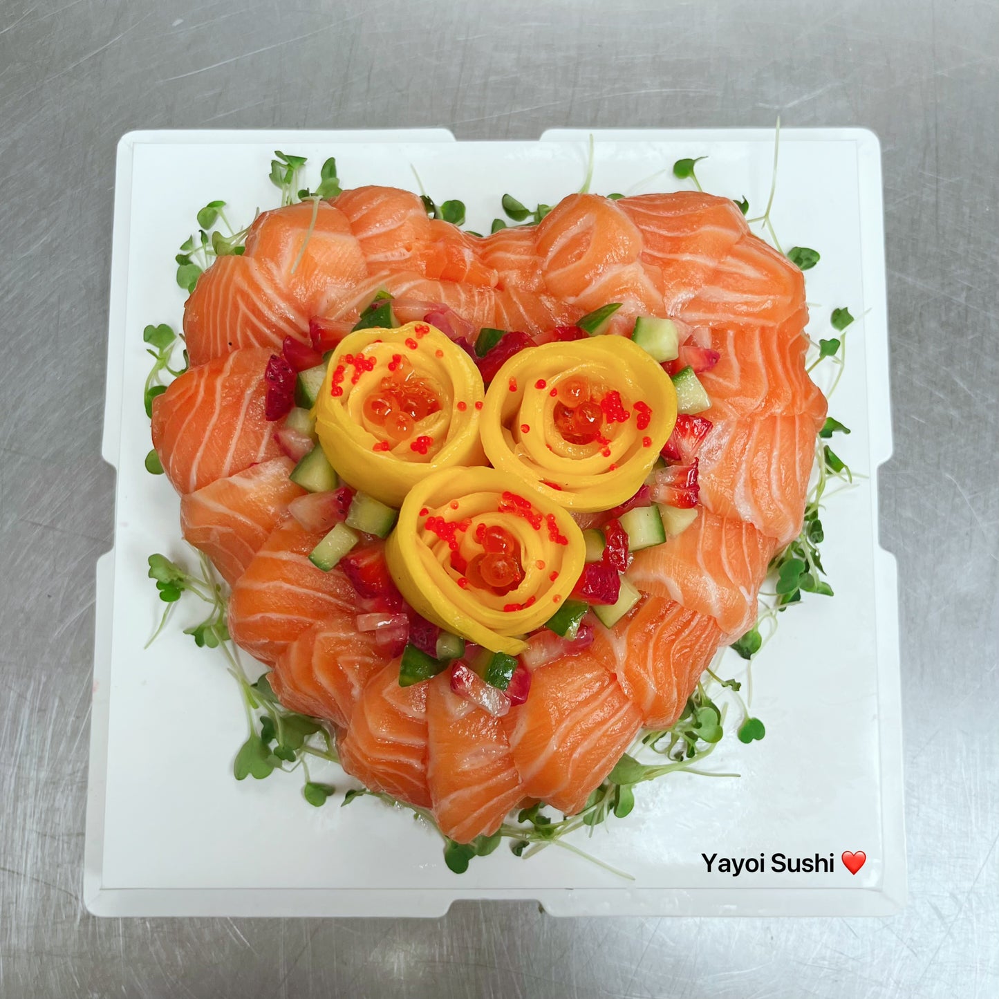 Heart Shaped Salmon Sashimi Cake - Yayoi Sushi