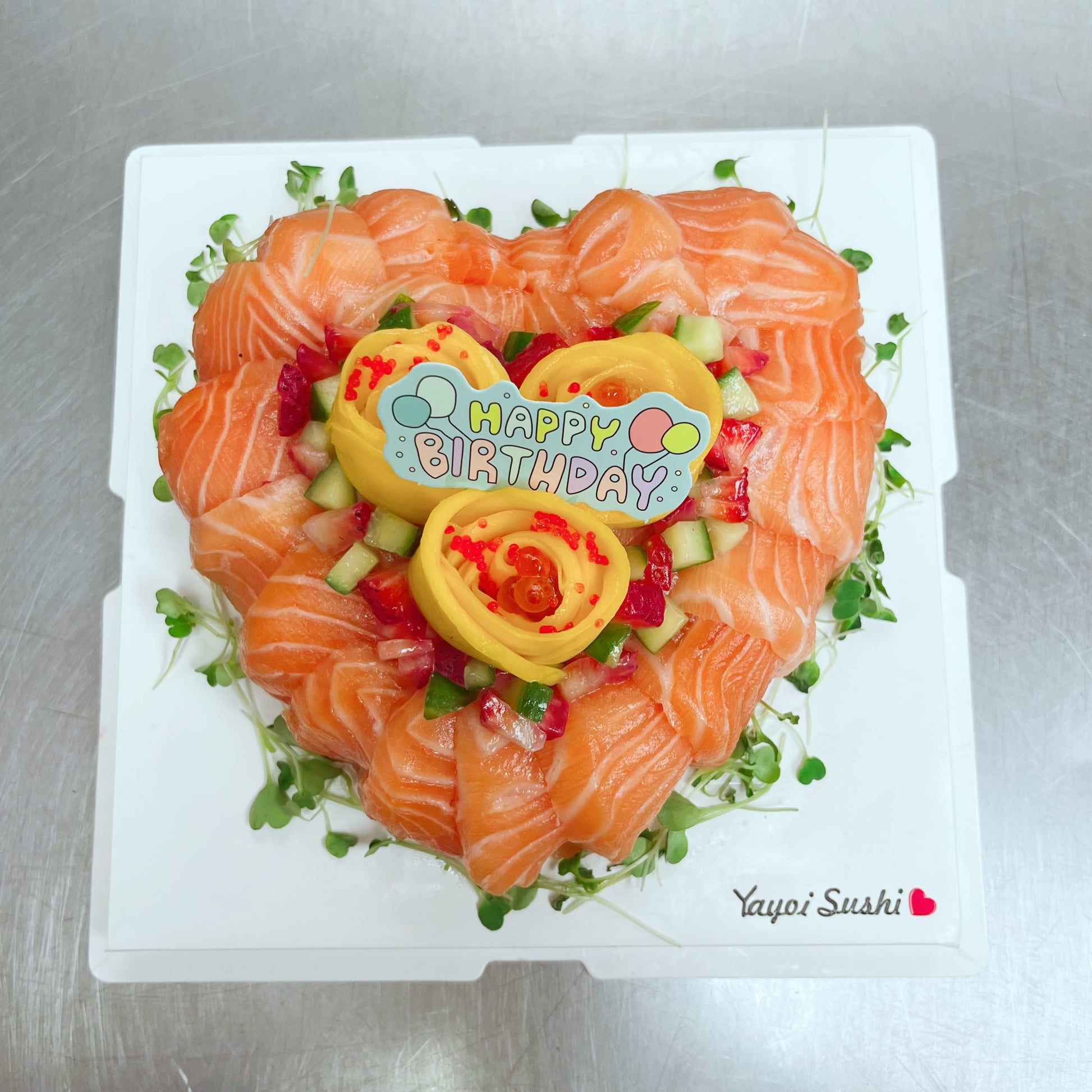 Heart Shaped Salmon Sashimi Cake - Yayoi Sushi